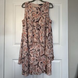 Lauren Ralph Lauren Floral Layered Crepe Dress Peach Pink Women’s Size 16